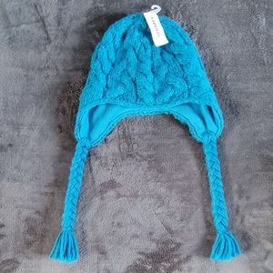 Old Navy Aqua Knitted Beanie with Ear Flaps, One Size